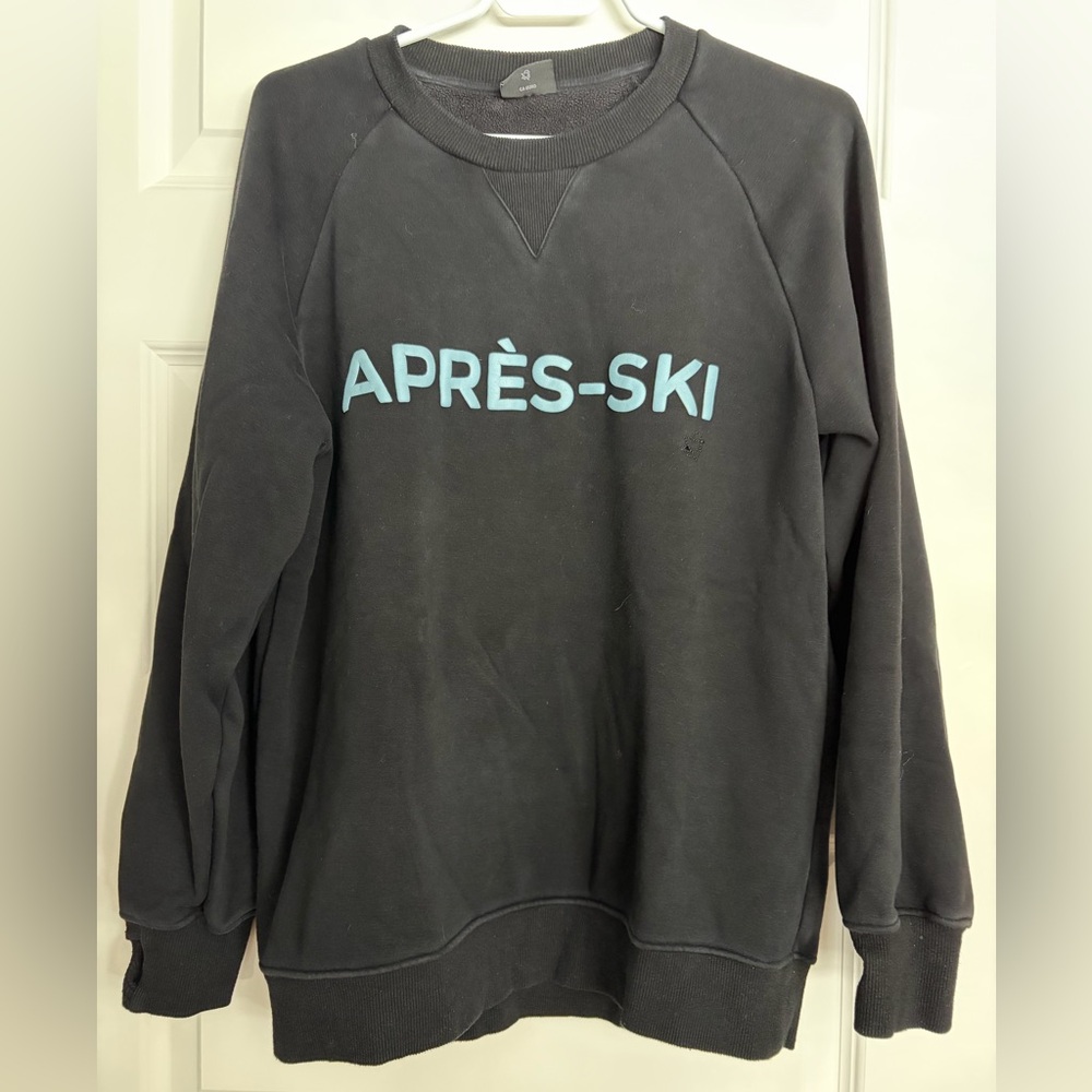 Après-Ski Black Crewneck Sweatshirt, size M